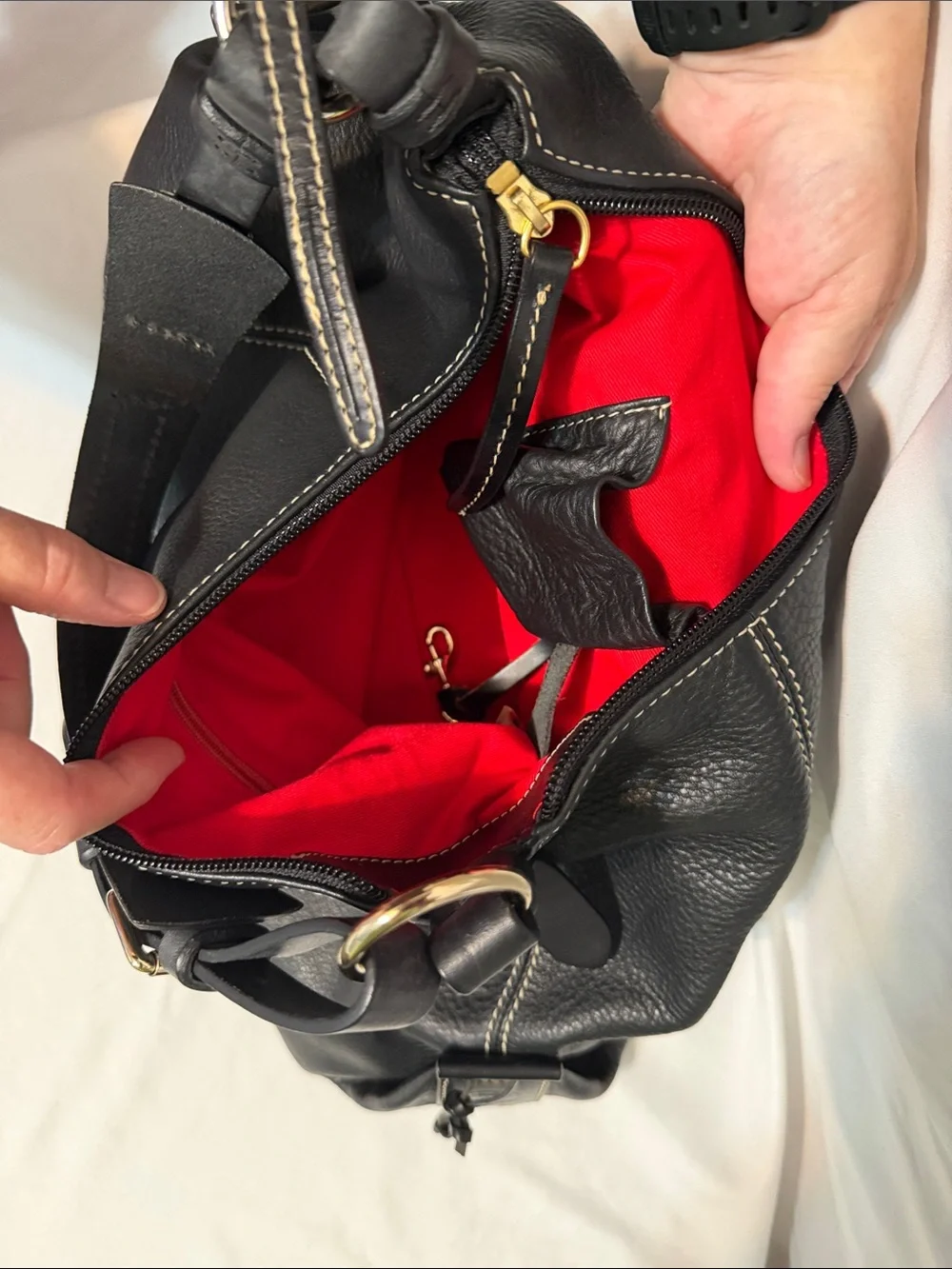 Dooney & Bourke Black Leather Pebbled Shoulder Hobo